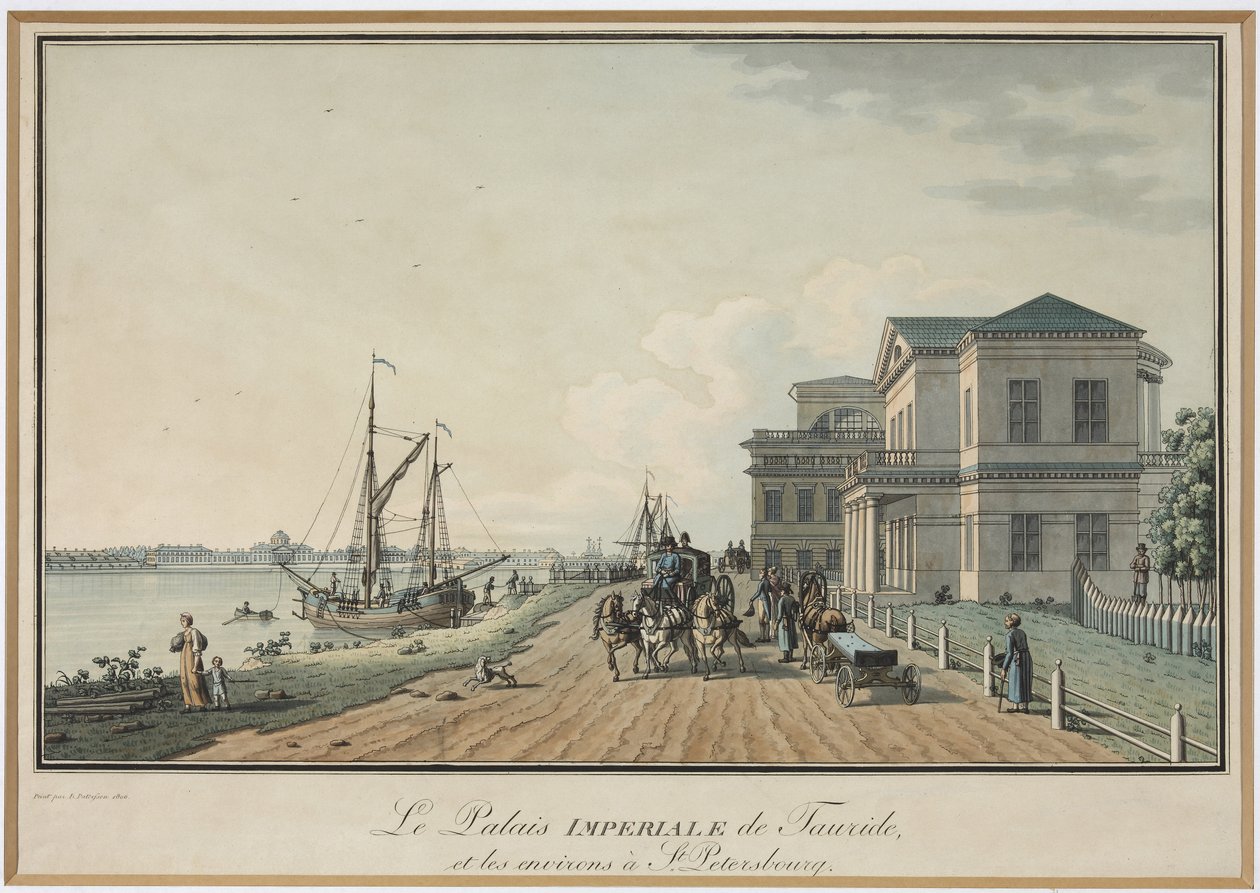 Utsikt over Tauride-palasset - Benjamin Paterssen (1748-1815). Etsning, akvarell, før 1806. Statens museum for historie i St. Petersburg av Benjamin Patersson