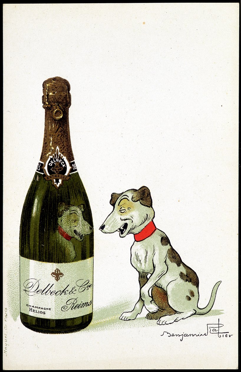 Kartong til champagne “” Delbeck et Cie, Reims””, illustrasjon av Benjamin Rabier (1864-1939), sd. tidlig på 1900-tallet. av Benjamin Rabier
