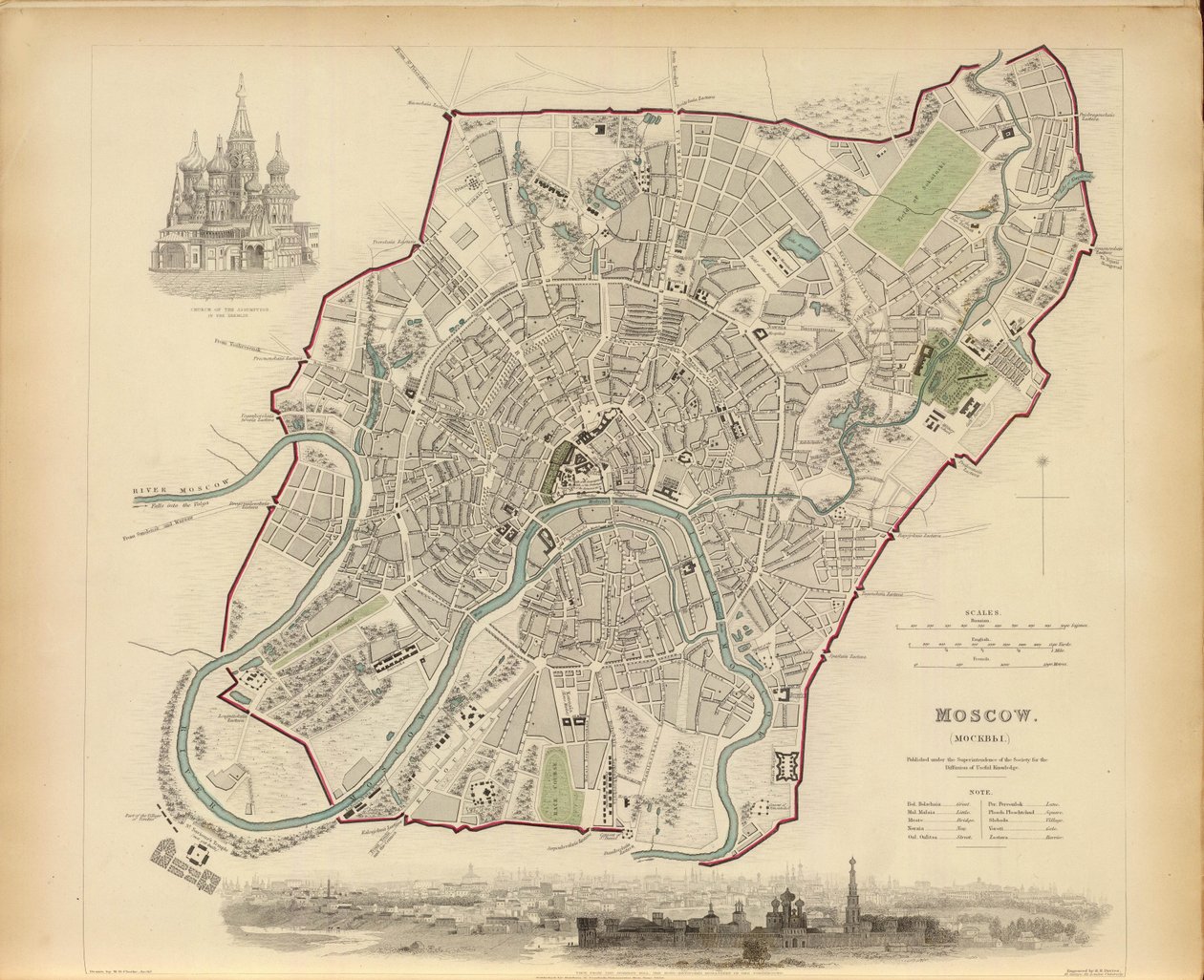 Plan av Moskva, 1836. av Benjamin Rees Davies