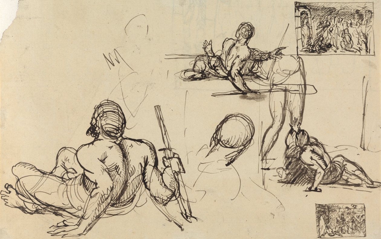 Figurstudier av en mann som reiser seg fra bakken av Benjamin Robert Haydon