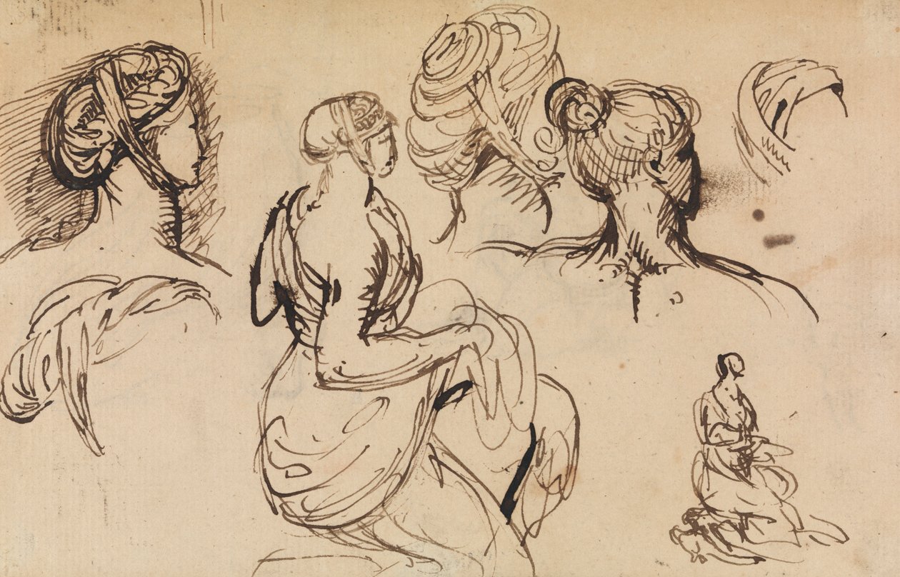 Figurstudie av kvinner og deres frisyrer av Benjamin Robert Haydon