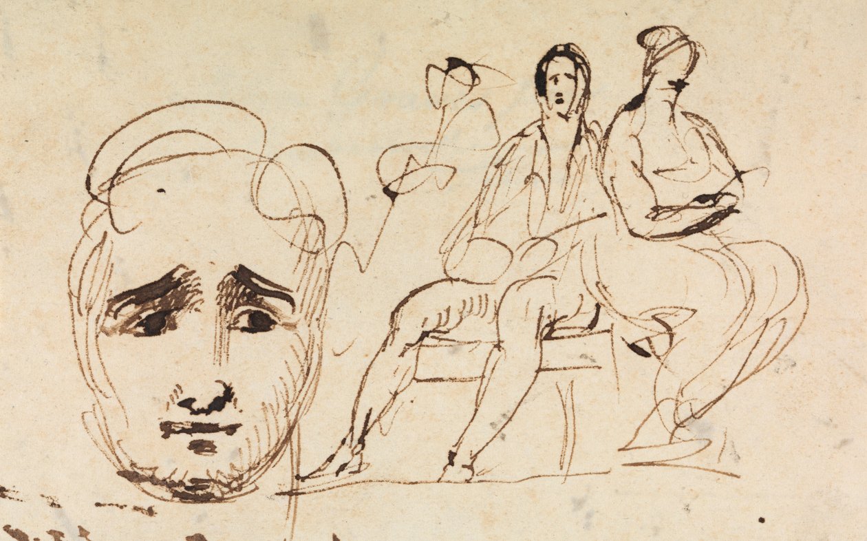 Portrettskisse og sittende figurer av Benjamin Robert Haydon