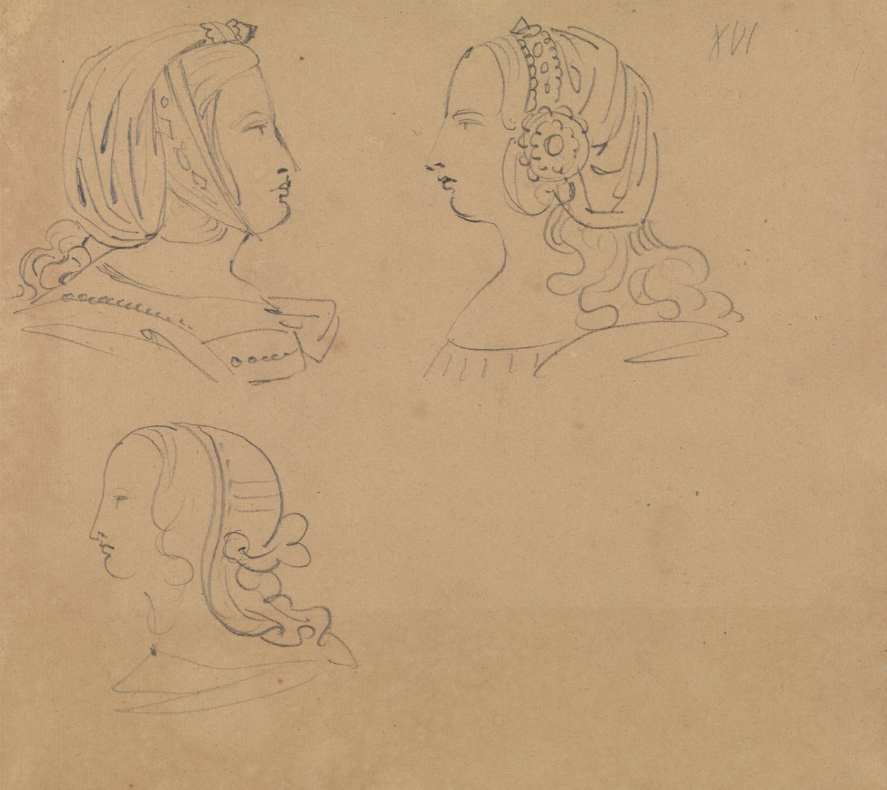 Portrettstudier av kvinner i forskjellige hodeplagg av Benjamin Robert Haydon