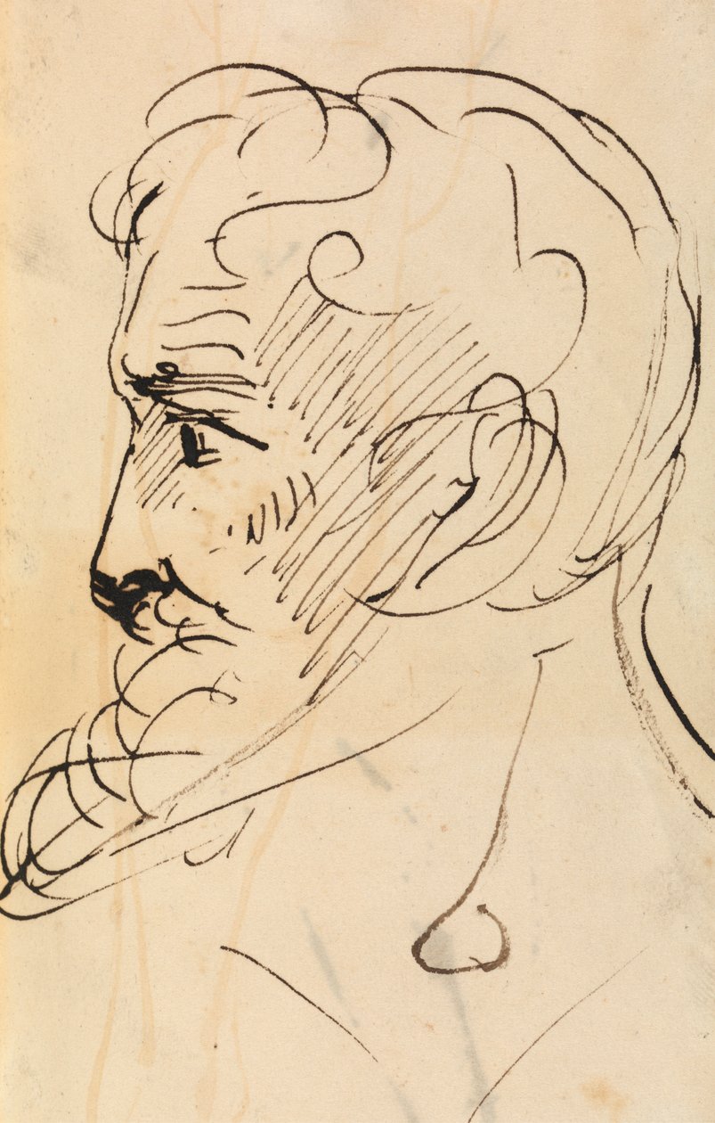 Portrettstudie, av en manns profil av Benjamin Robert Haydon