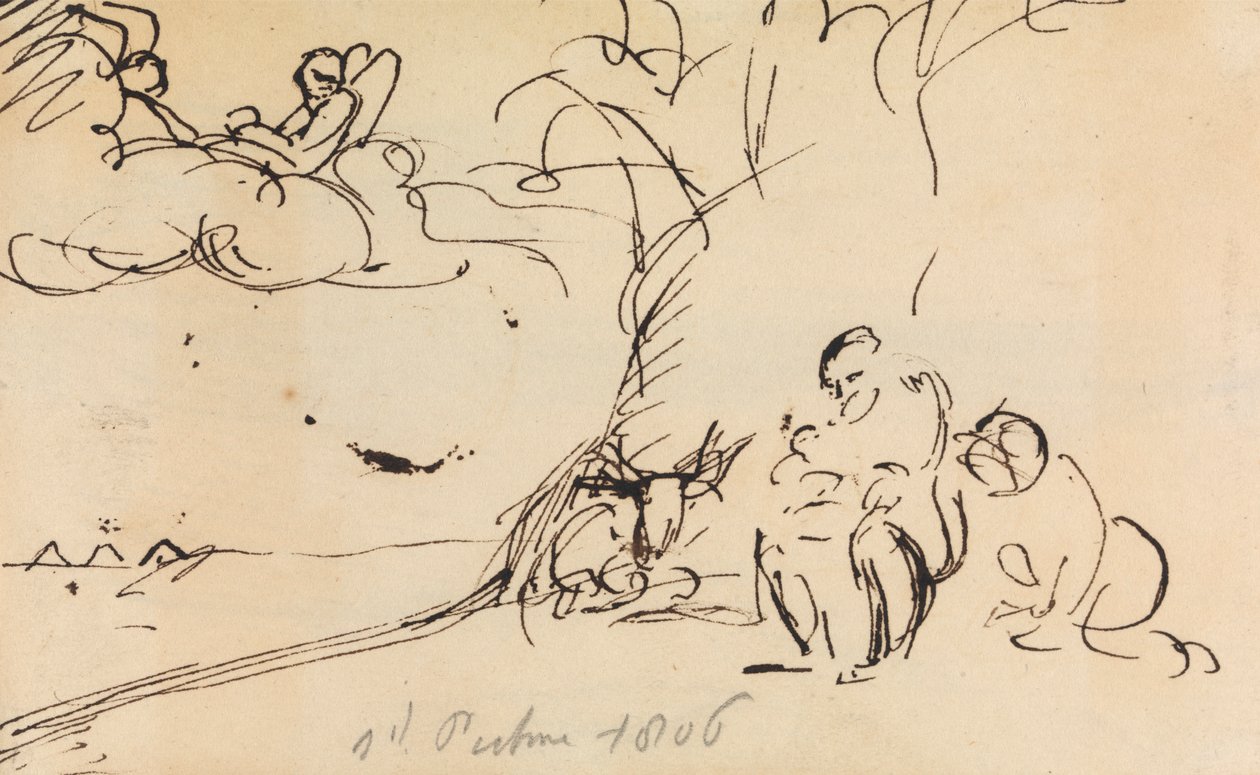 Studie av figurer som sitter under et tre av Benjamin Robert Haydon