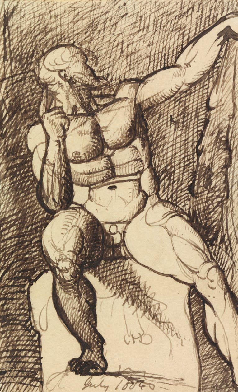 Studie av en sittende mann naken av Benjamin Robert Haydon