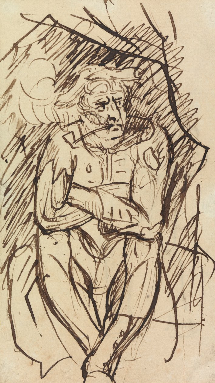 Studie av en sittende mann, som røyker en pipe av Benjamin Robert Haydon