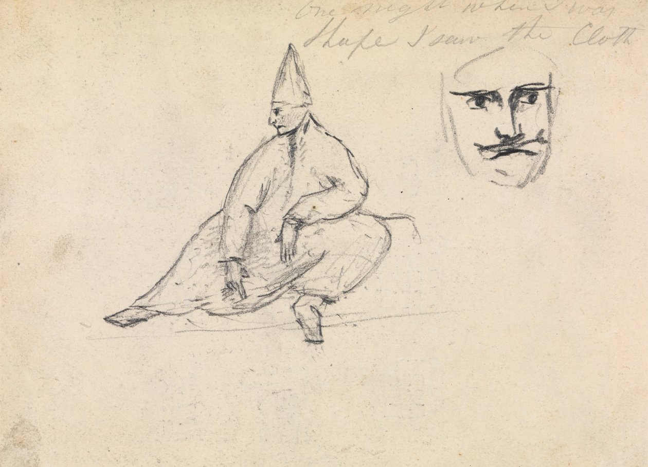 Studie av en sittende mann, iført en spiss hatt av Benjamin Robert Haydon