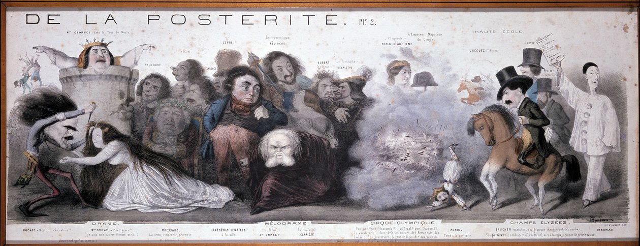 Le grand chemin de la postity: representasjon av tragedie og komedie (Dorval, etc...) - Litografi av Benjamin Roubaud, Maison de Balzac, Paris av Benjamin Roubaud