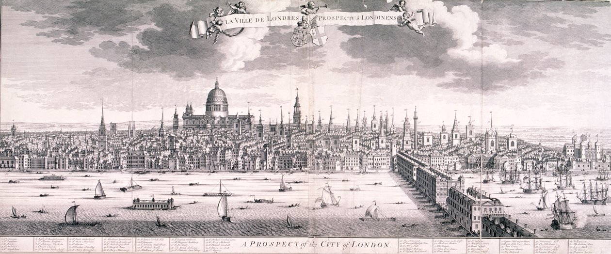 Panoramautsikt over London, 1710 av Benjamin Smith