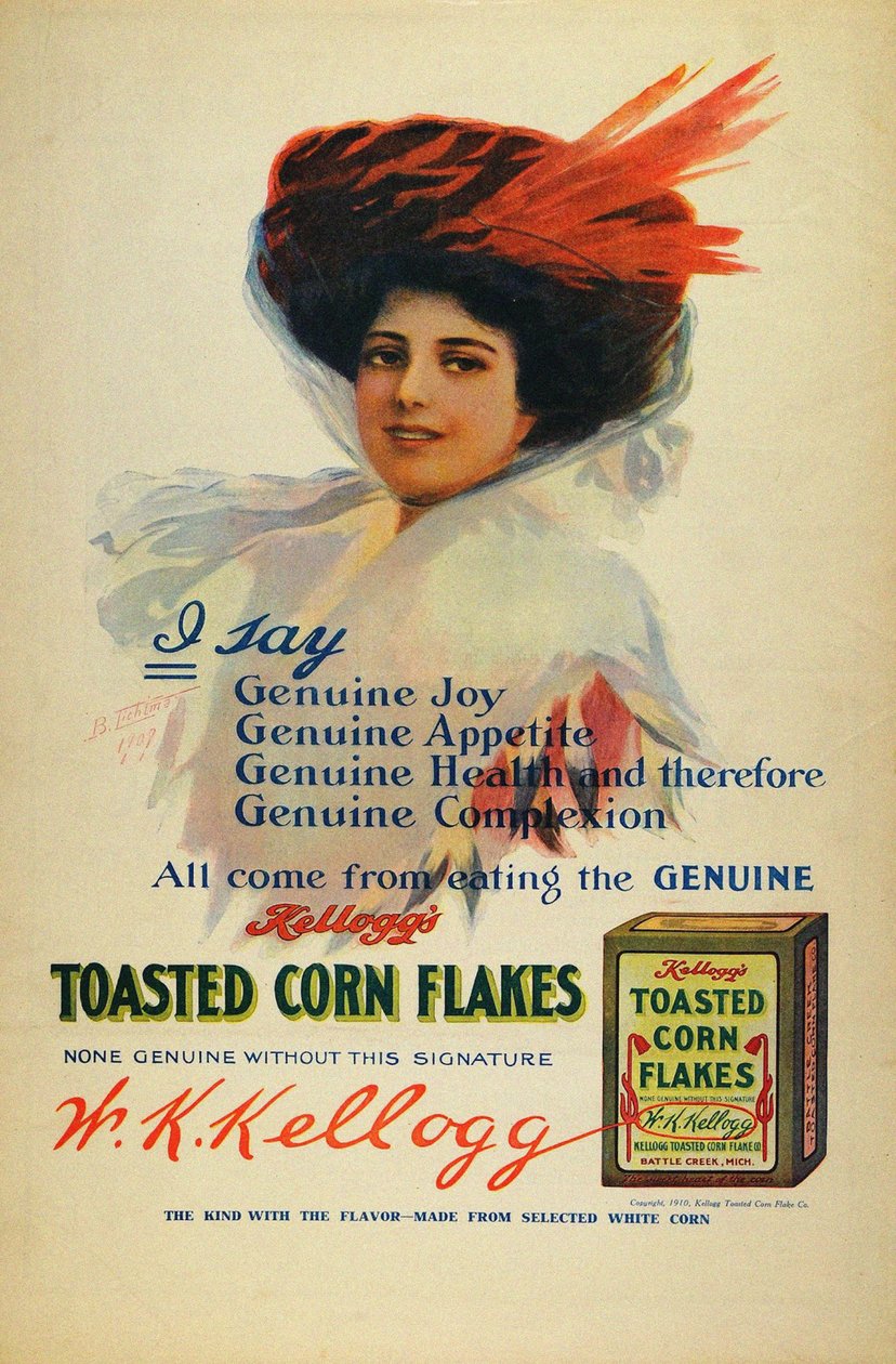 Plakat for Kelloggs Cornflakes, 1910 av Benjamin Tichtman