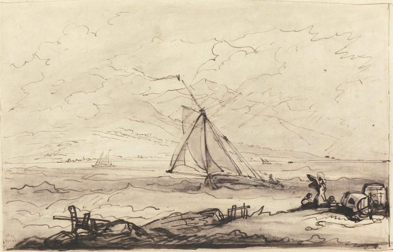 En storm utenfor en fjellkyst av Benjamin West