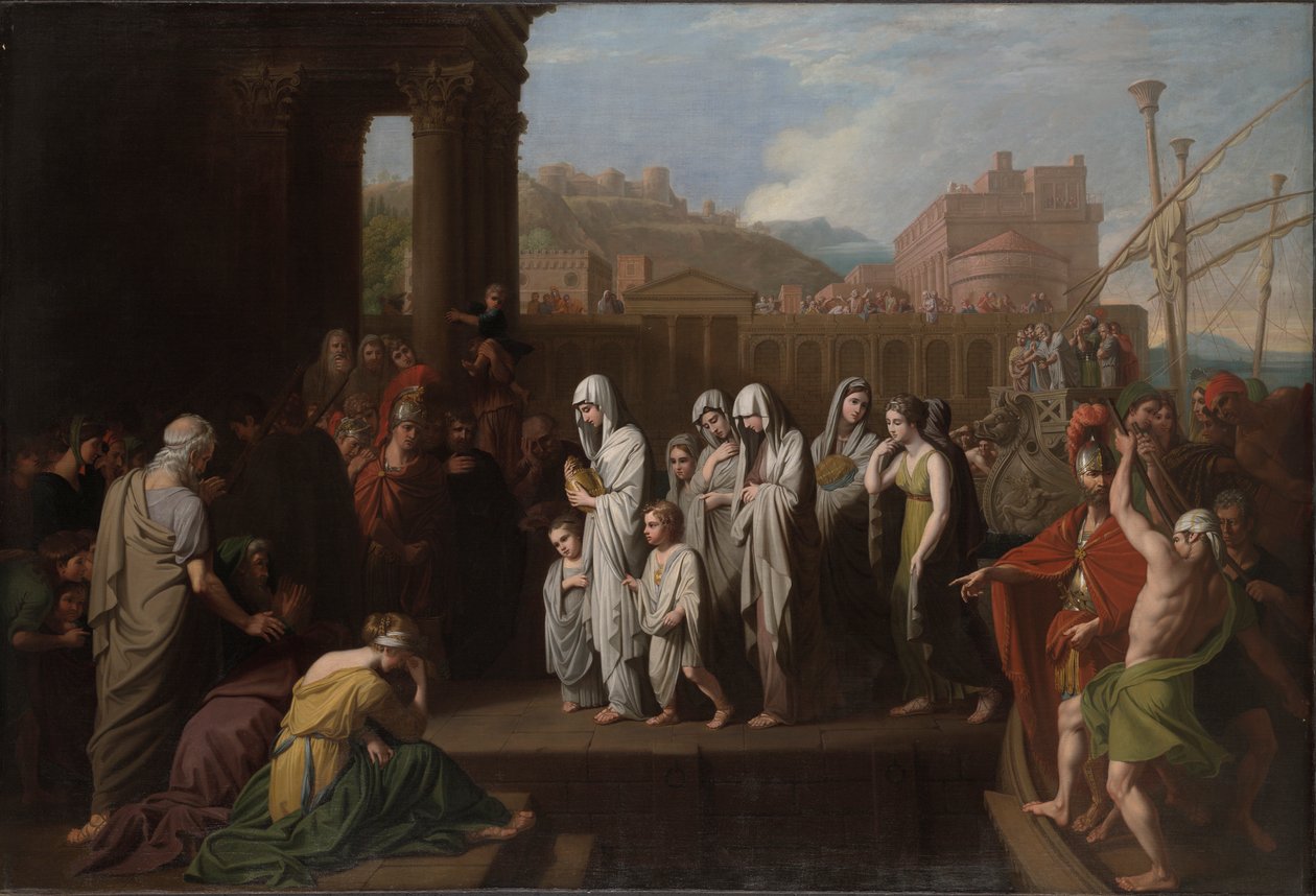Agrippina lander ved Brundisium med asken til Germanicus av Benjamin West