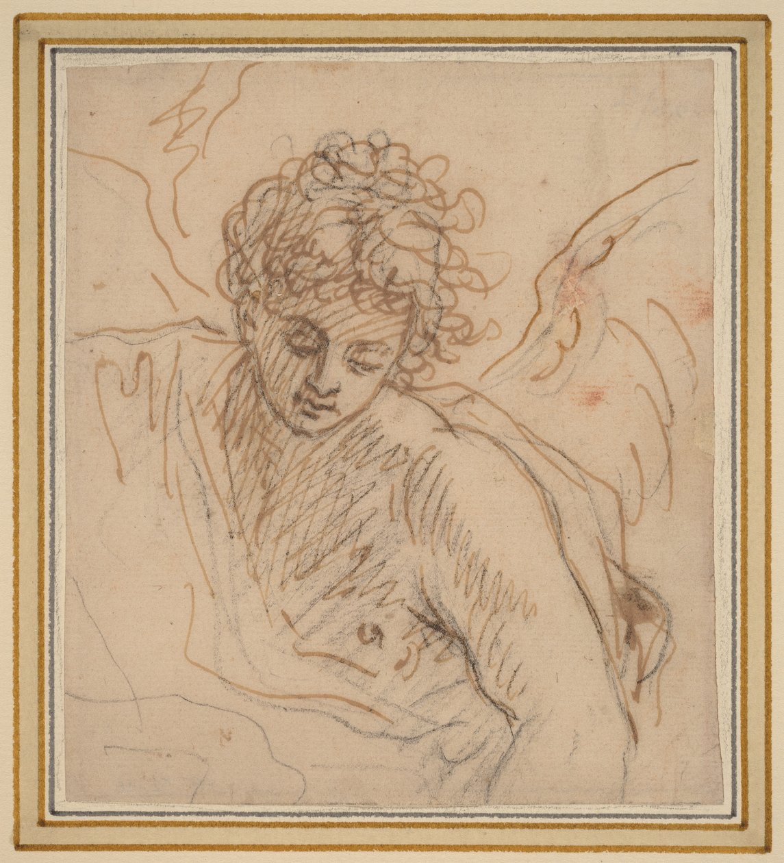 En engel (penn og brunt blekk over svart kritt på bundet papir) av Benjamin West