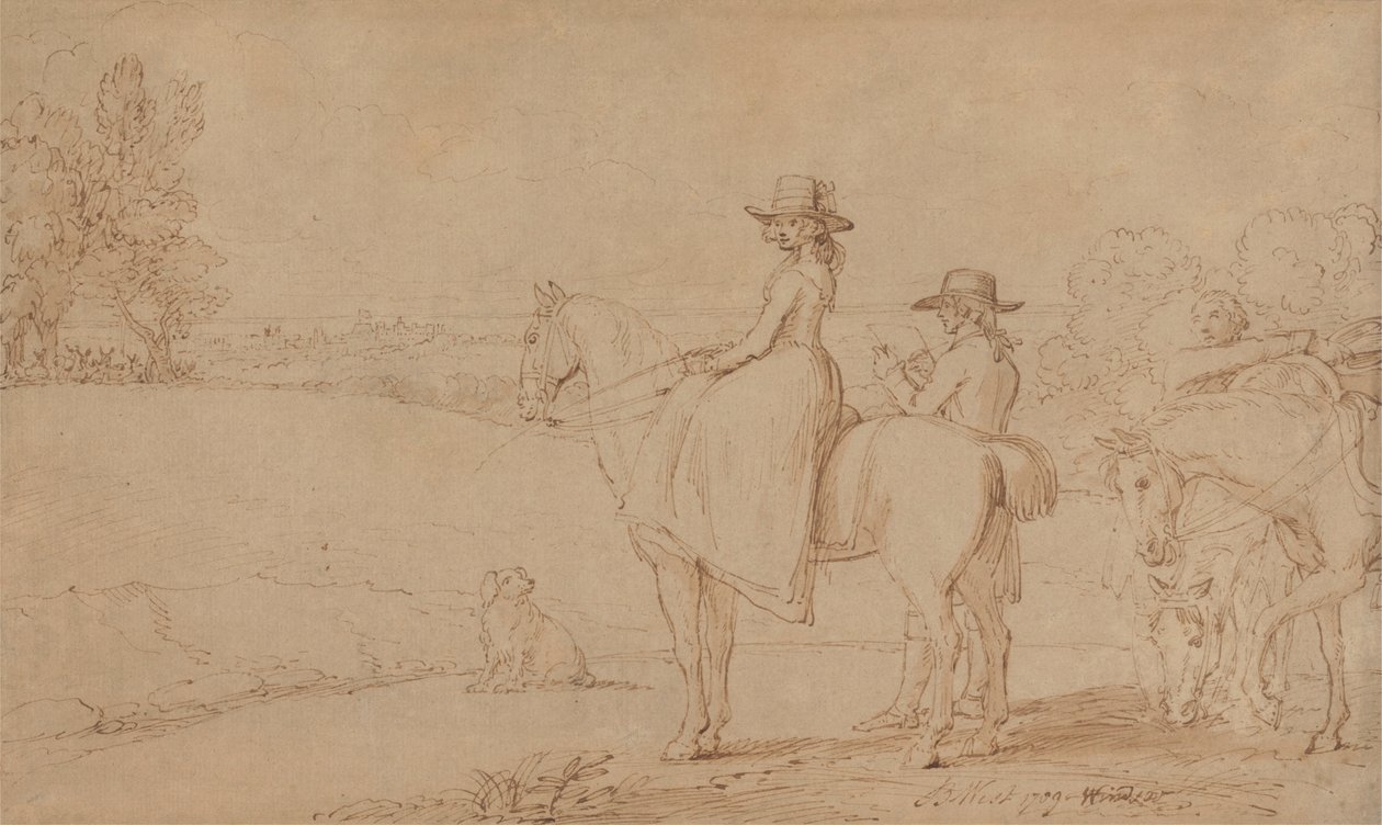 En kunstner skisserer i Windsor Park av Benjamin West