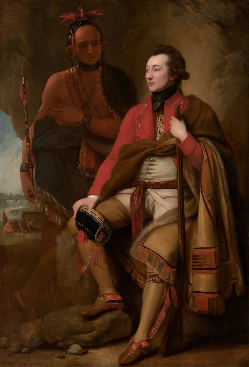 Oberst Guy Johnson og Karonghyontye (kaptein David Hill) av Benjamin West