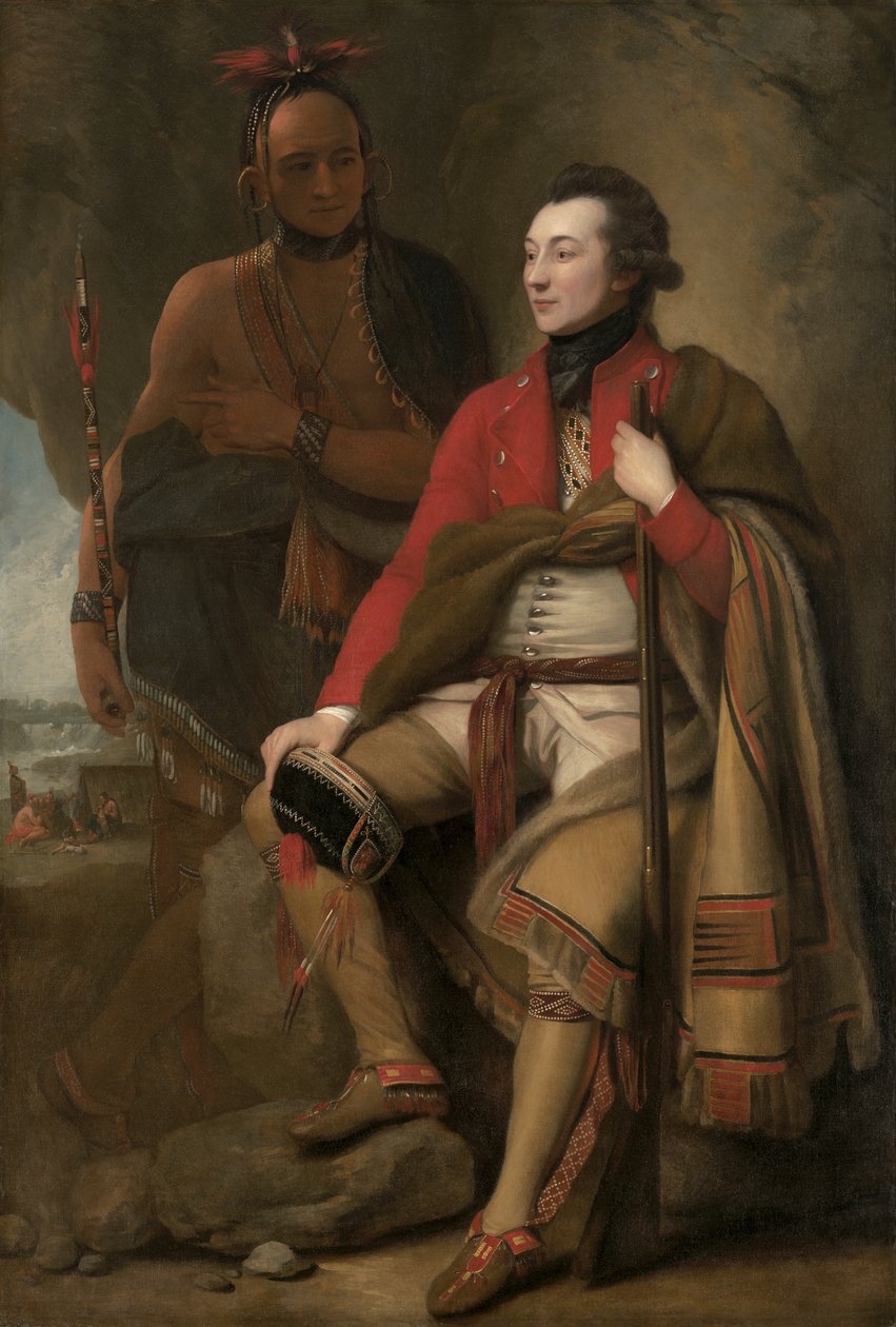 Oberst Guy Johnson og Karonghyontye (kaptein David Hill) av Benjamin West