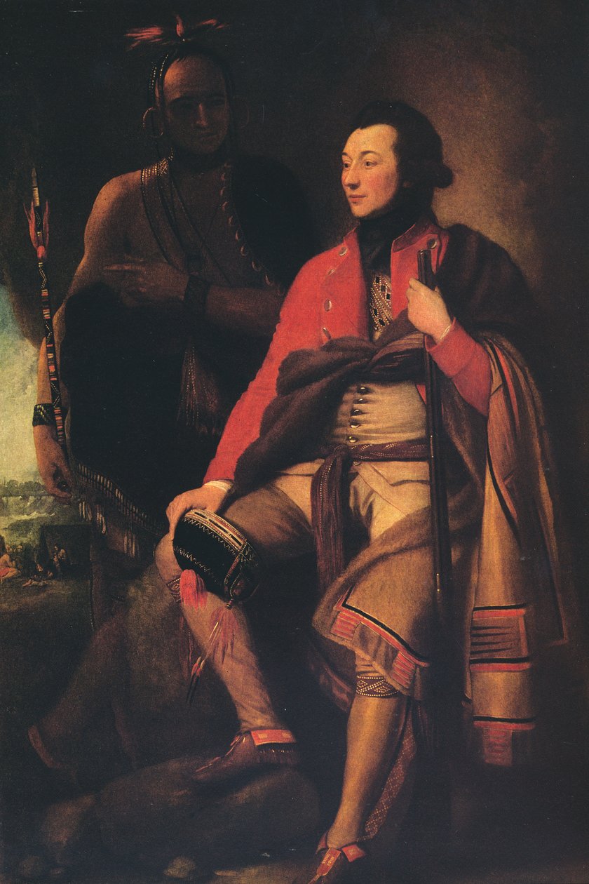 Oberst Guy Johnson og Karonghyontye-kaptein David Hill, 1776 av Benjamin West
