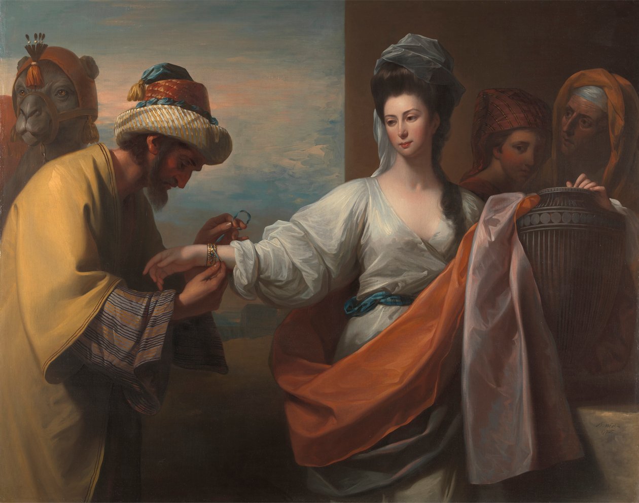 Rebecca mottar armbåndet ved brønnen av Benjamin West