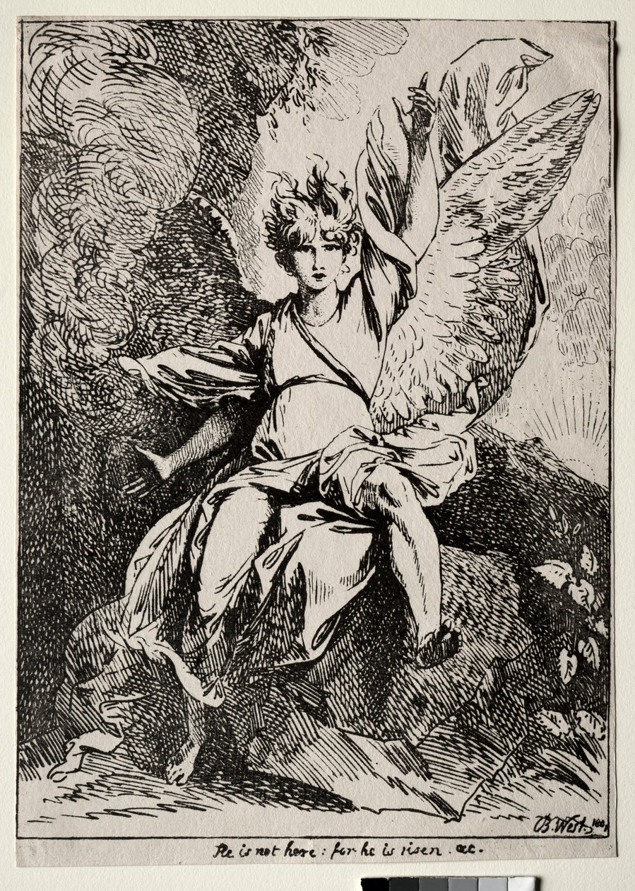Eksemplarer av polyautografi: Engelen ved Kristi grav, 1801. av Benjamin West