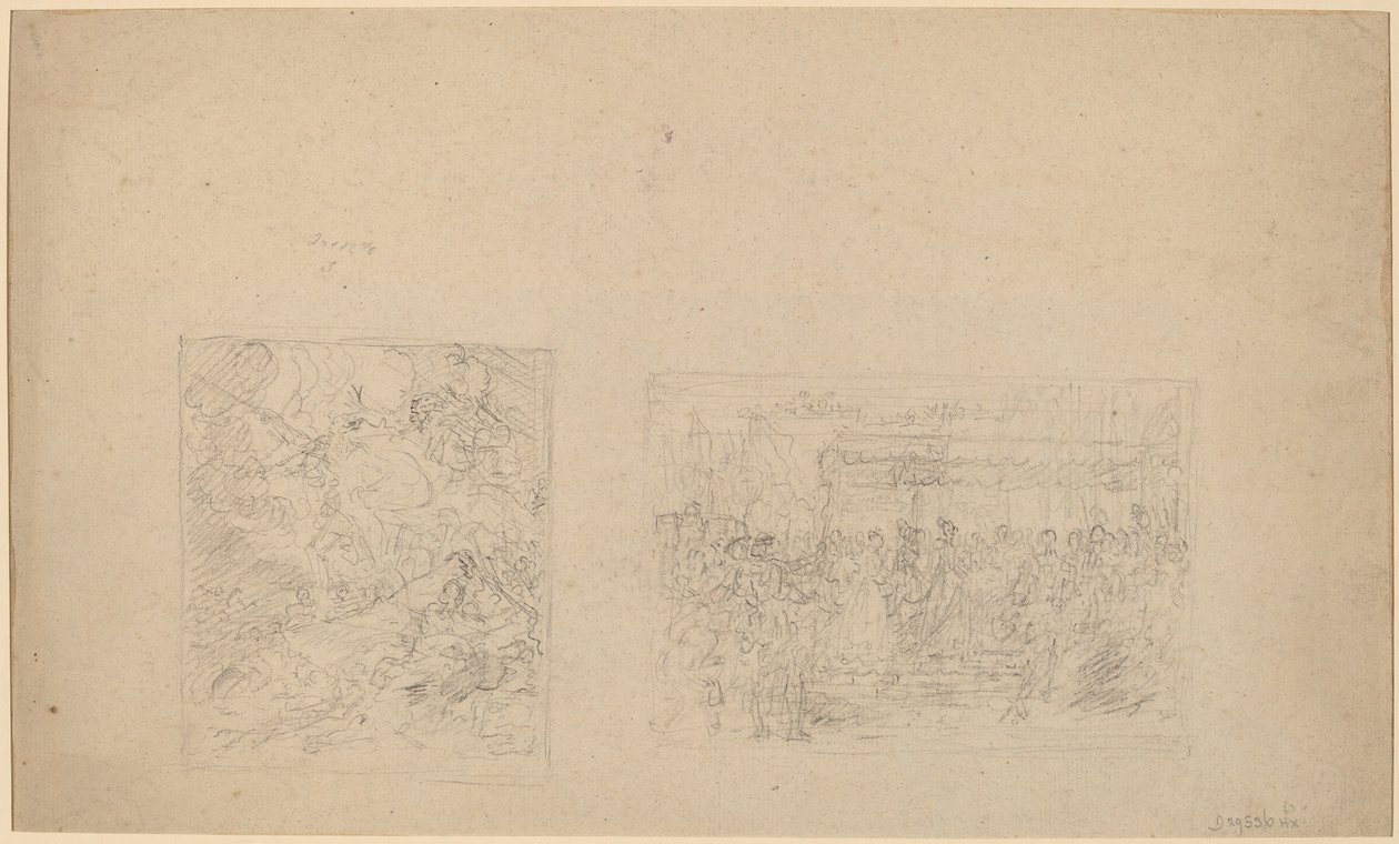 Studie av Moses som slår klippen og en prosesjon [verso] av Benjamin West