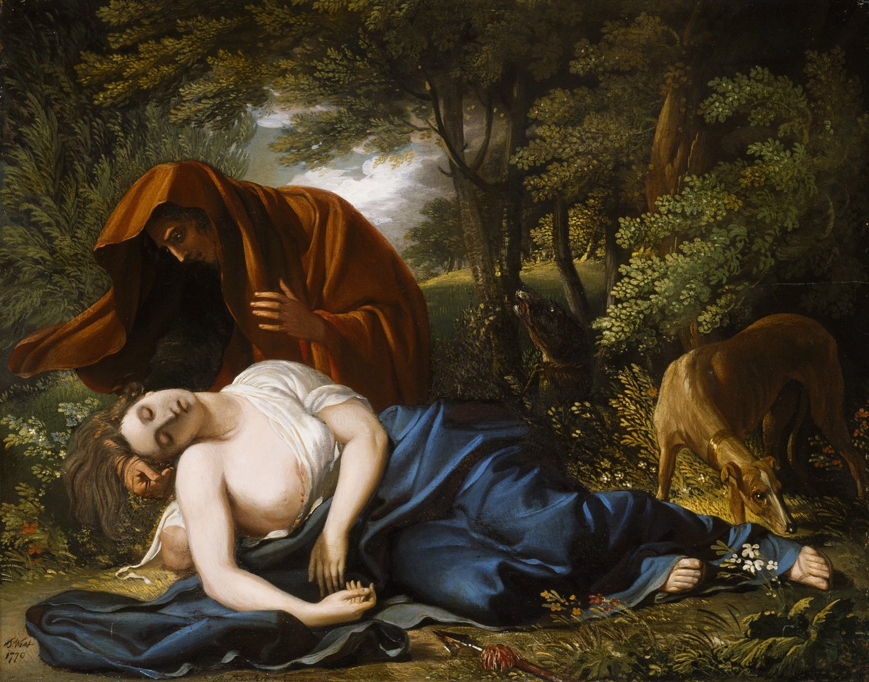 The Death of Procris, 1770, retusjert 1803 av Benjamin West