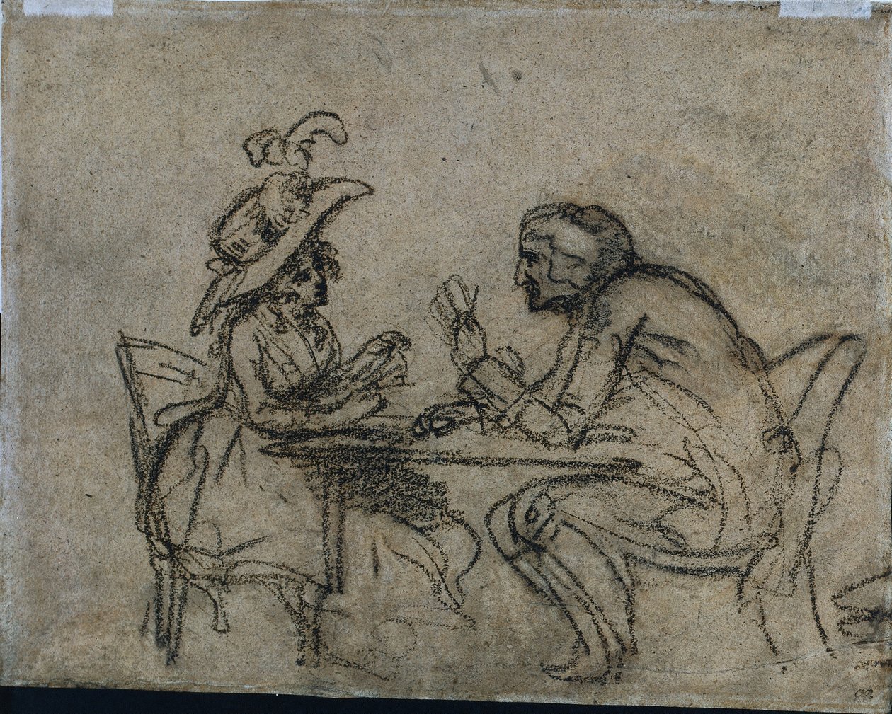 Kvinne og mann spillekort (verso) av Benjamin West
