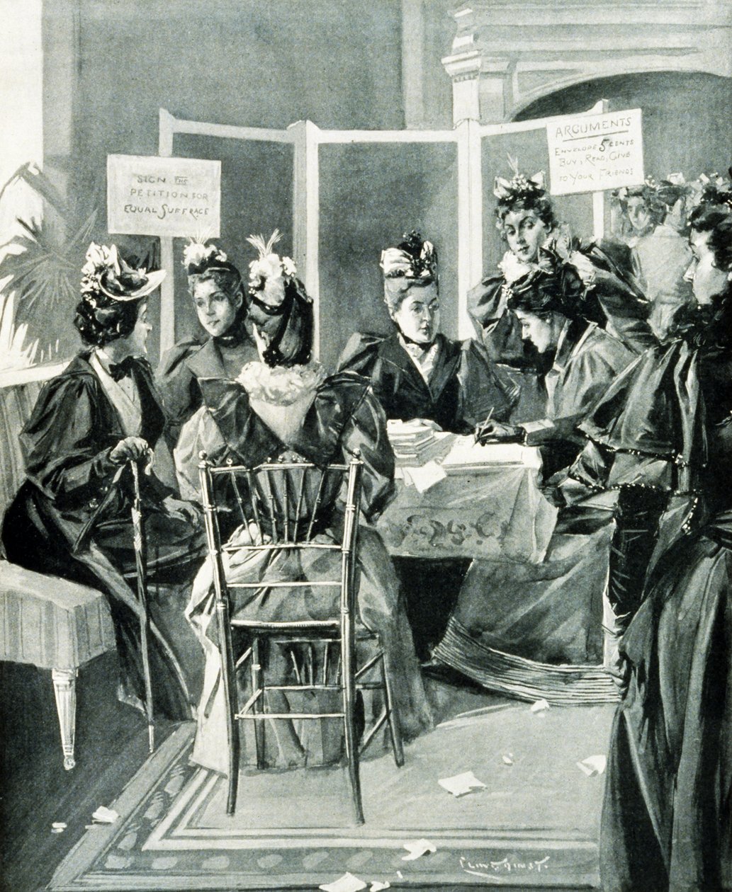 Puben "Signer begjæringen om lik stemmerett". 1894 (lito) av Benjamin West Clinedinst