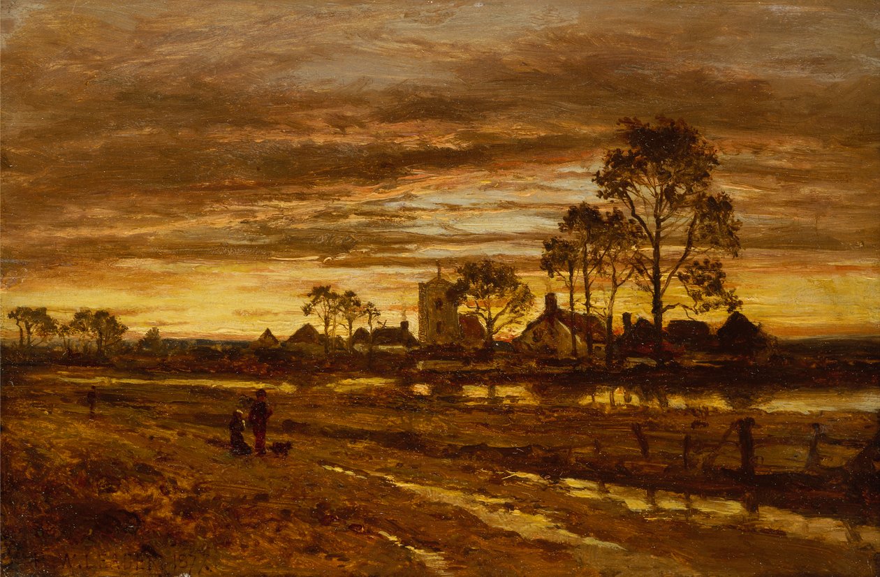 En høstkveld etter regn (olje på lerret) av Benjamin Williams Leader