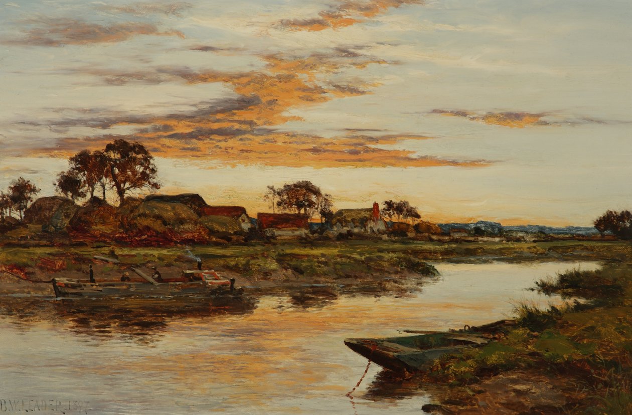 Kveld på Severn, 1897 av Benjamin Williams Leader