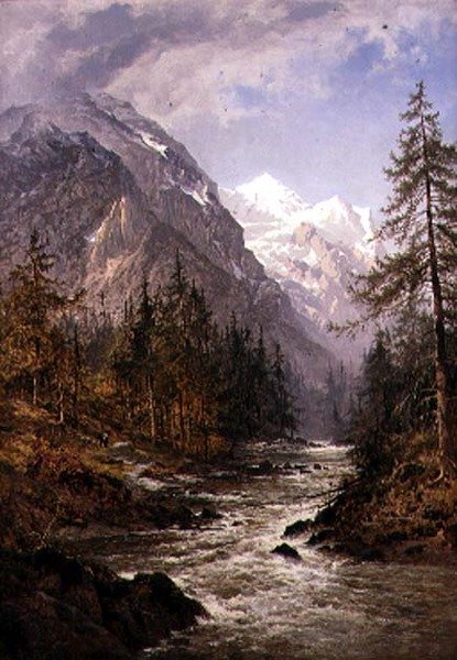 The Sheum fra Rosenlaui (olje på lerret) av Benjamin Williams Leader