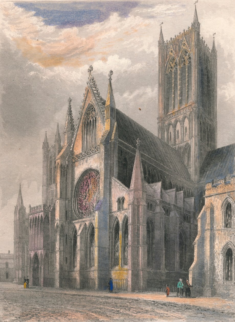 Lincoln Cathedral - Utsikt over South Transept & Central Tower, 1836 av Benjamin Winkles