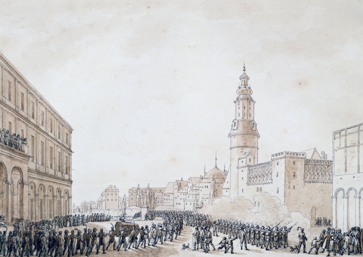 Begravelse av fransk offiser i Weimar, oktober 1806 (tegning) av Benjamin Zix