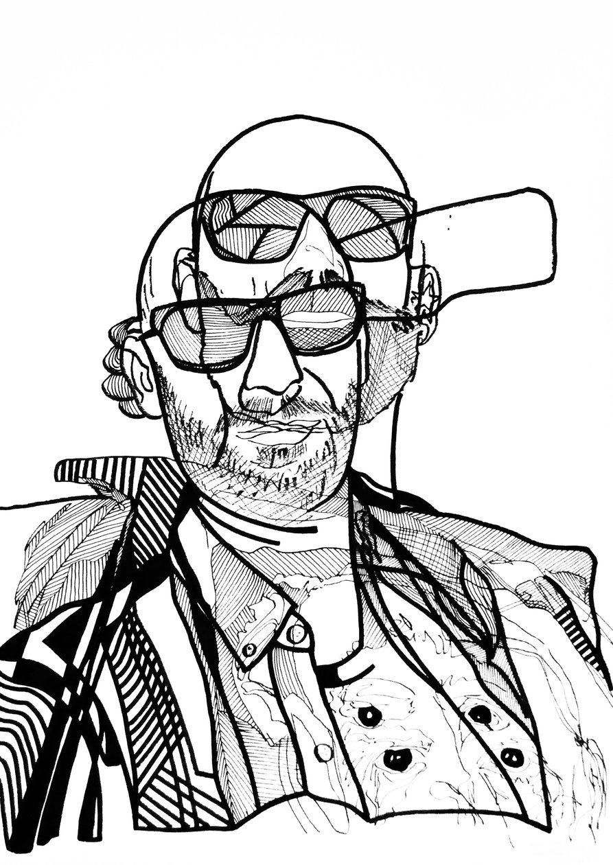Dobbel Jon 1, 2019 (blekk på papir) av Benoit Erwann Boucherot
