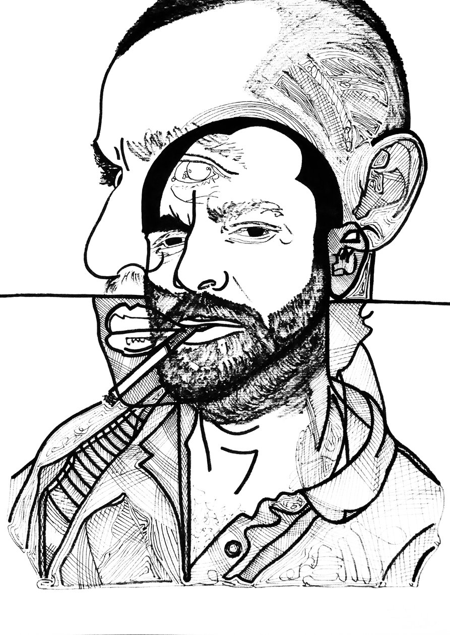 Dobbel Jon, 2019 (blekk på papir) av Benoit Erwann Boucherot