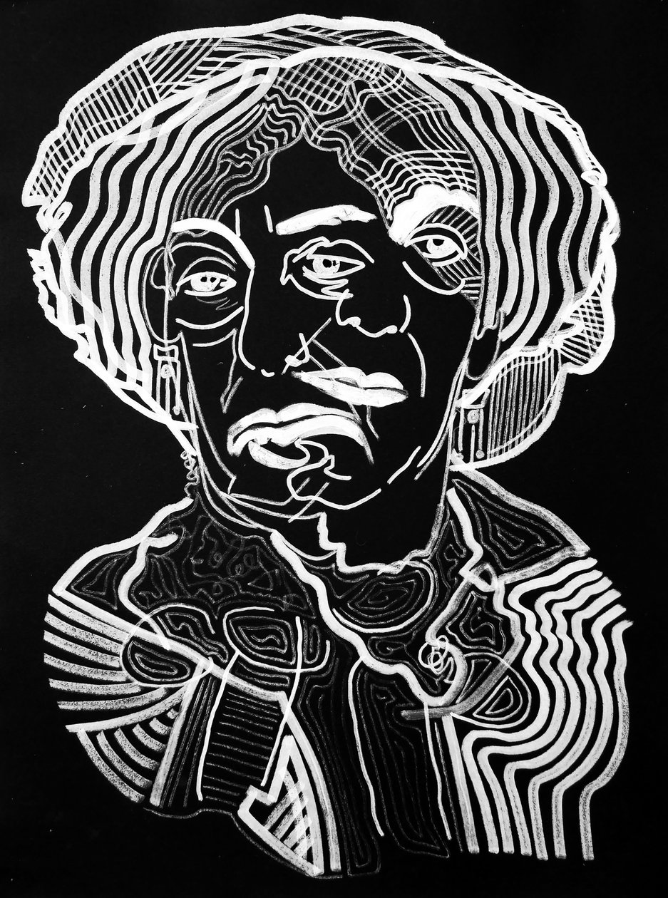 Overportrett: George Sand, 2019 (akryl på papir) av Benoit Erwann Boucherot