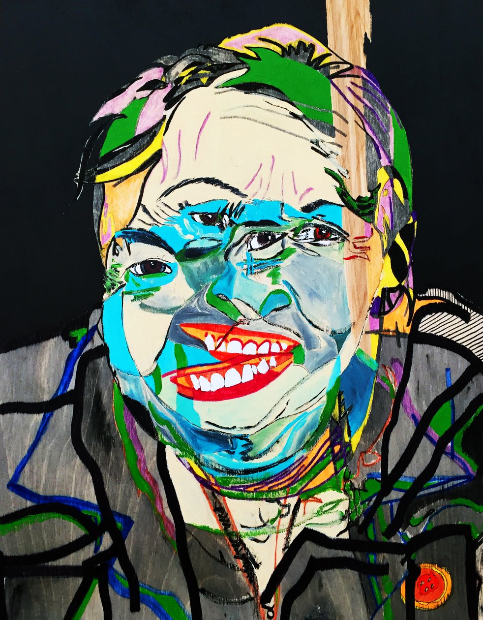 Overportrett: Joséphine Bacon 2, 2021 (olje og akryl på trepanel) av Benoit Erwann Boucherot