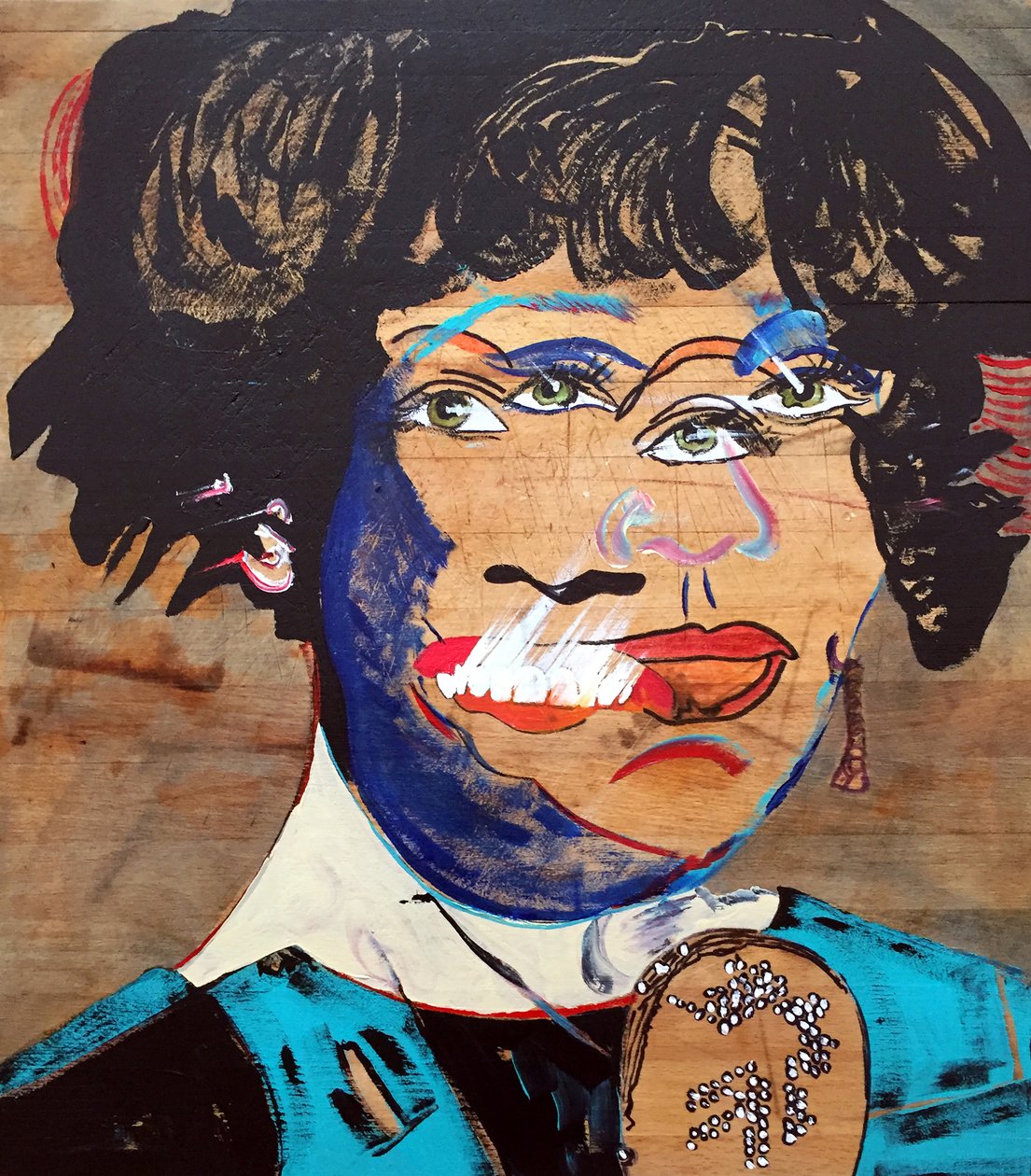 Overportrett: Whitney Houston, 2020 (olje og akryl på tre) av Benoit Erwann Boucherot