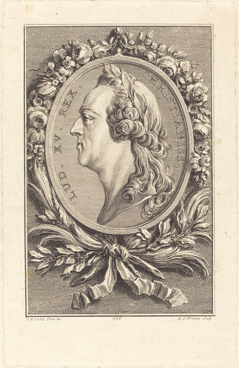 Ludvig XV av Benoît Louis Prévost after Charles Nicolas Cochin II