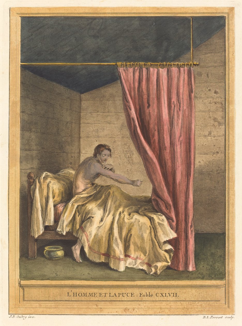 Mannen og loppen (Mannen med lopper) av Benoît Louis Prévost after Jean Baptiste Oudry