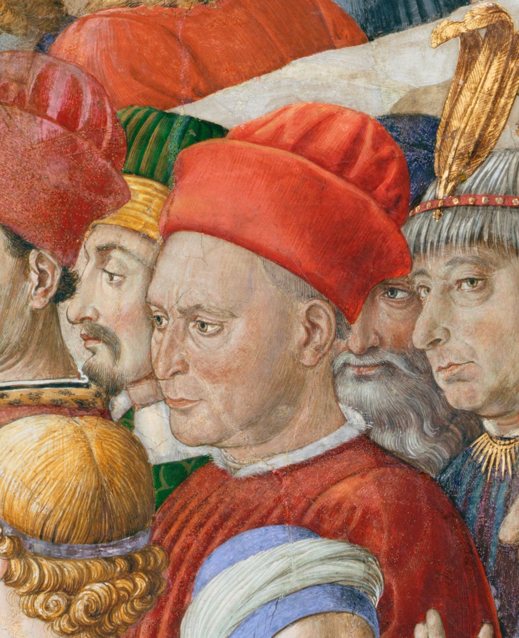 Ansikt i prosesjonen, detalj fra Journey of the Magi-syklusen i kapellet, ca. 1460 freskomaleri av 70603 av Benozzo di Lese di Sandro Gozzoli