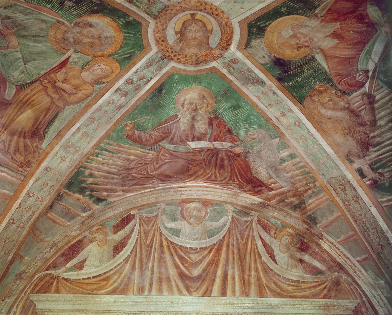 Gud Faderen ved hjørnesteinen, Kristus velsignelse, på taket, Gud Faderen velsigner av Benozzo di Lese di Sandro Gozzoli