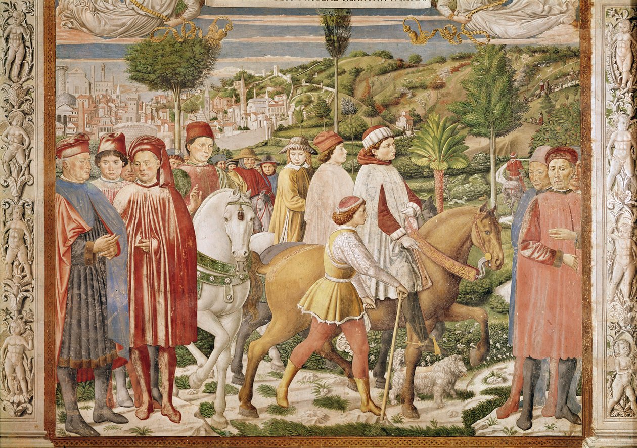 St. Augustine forlater Roma til Milano, fra St. Augustins liv, 1463-65 av Benozzo di Lese di Sandro Gozzoli