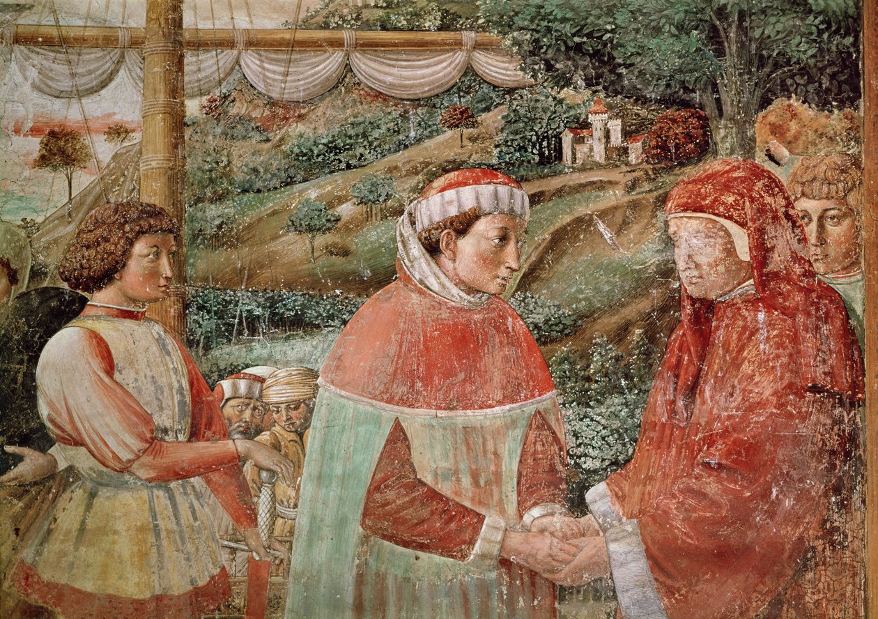 St. Augustine forlater sin mor St. Monica og legger ut til Italia, fra St. Augustins liv, 1463-65 av Benozzo di Lese di Sandro Gozzoli