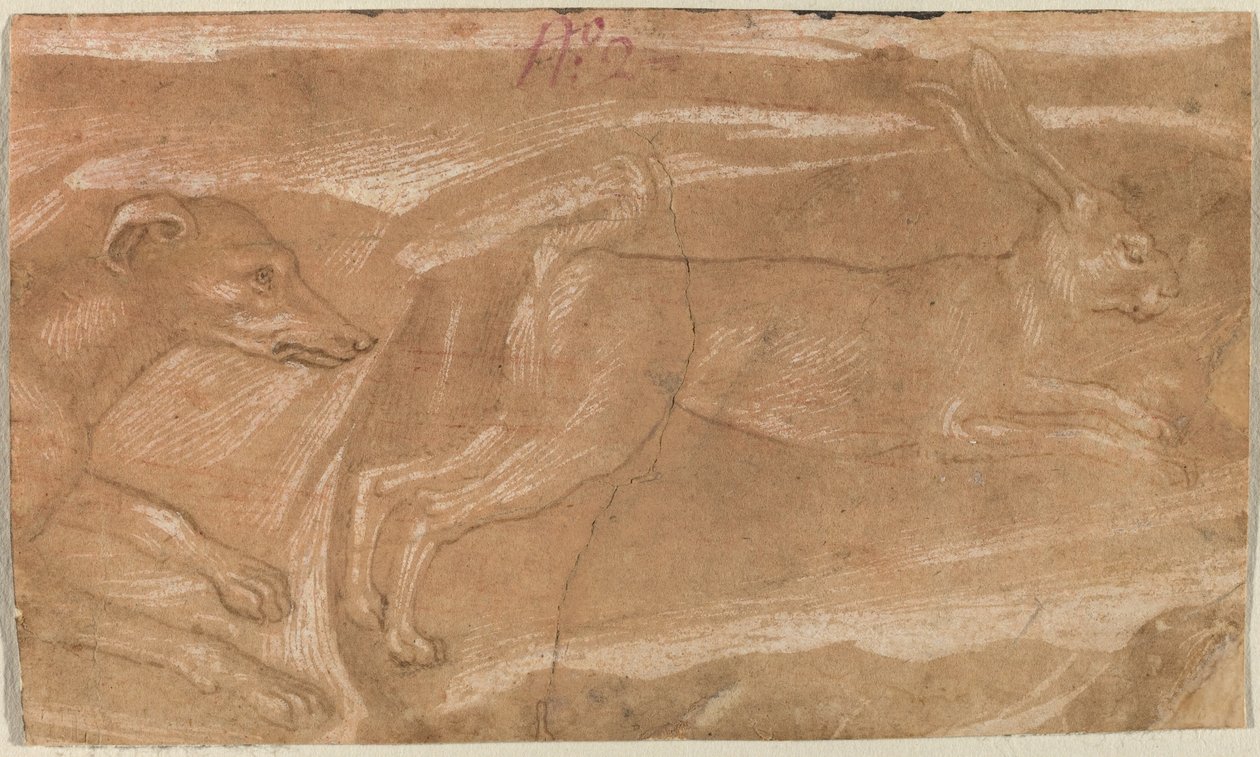 En hund som jager en hare av Benozzo Gozzoli