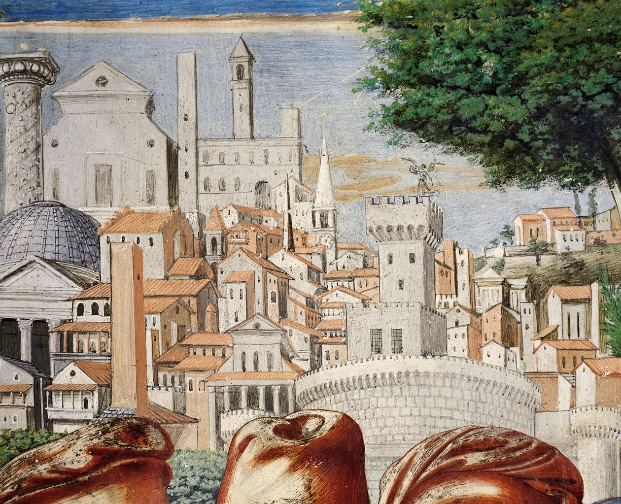 Arkitektur av byen Roma, detalj fra Stories of St. Augustine av Benozzo di Lese di Sandro Gozzoli