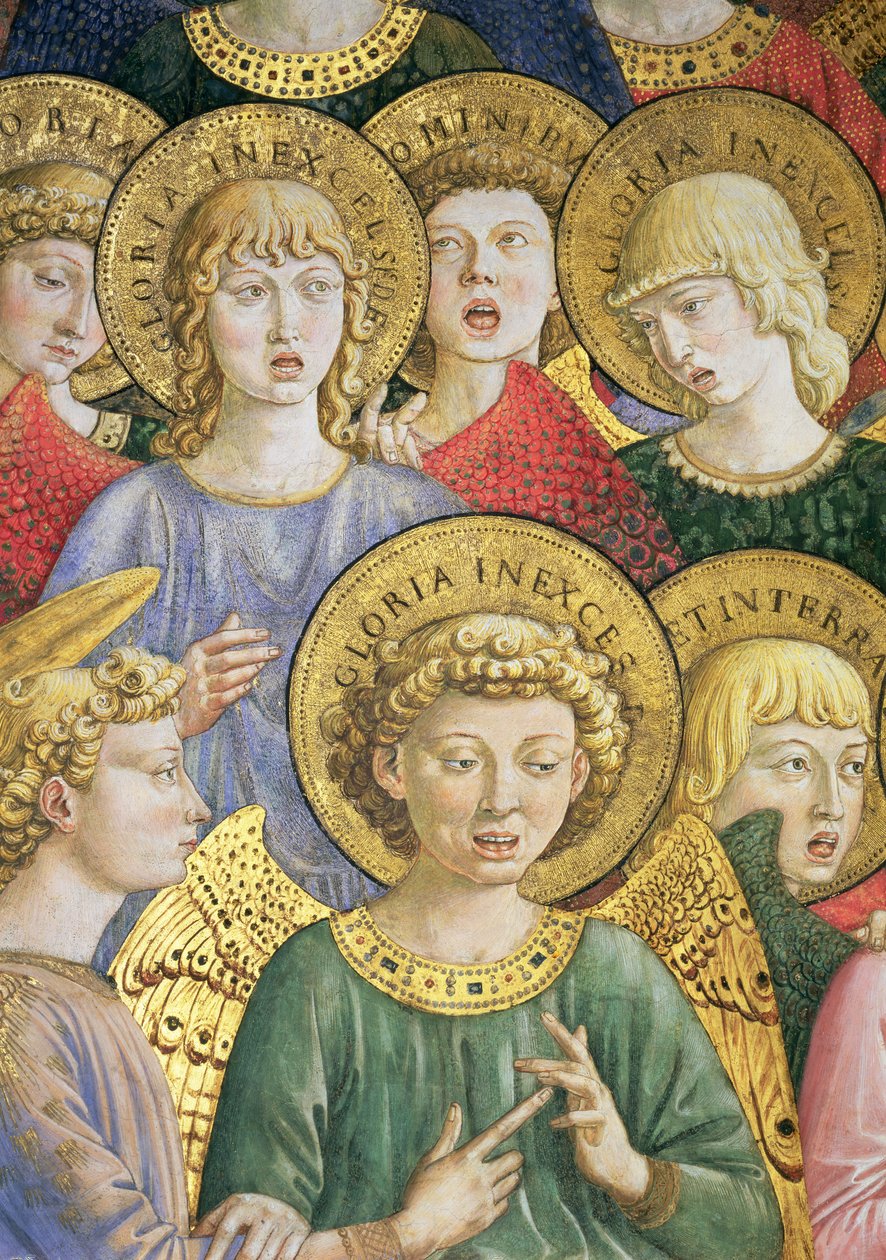 Choir of Angels, detalj fra Journey of the Magi-syklusen i kapellet, ca. 1460 freskodetalj av 70610 av Benozzo di Lese di Sandro Gozzoli