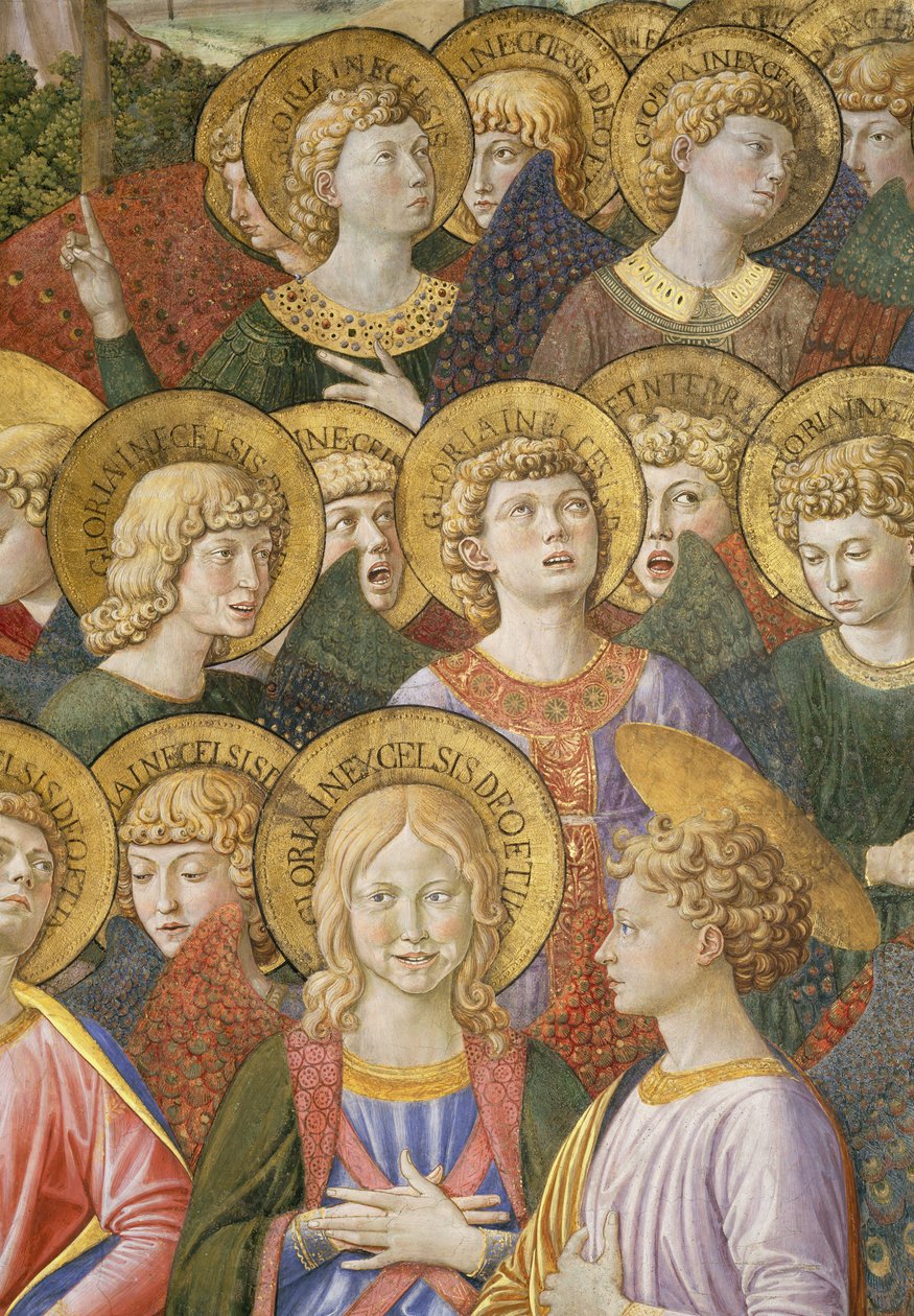 Choir of Angels, detalj fra Journey of the Magi-syklusen i kapellet, ca. 1460 freskodetalj av 70615 av Benozzo di Lese di Sandro Gozzoli