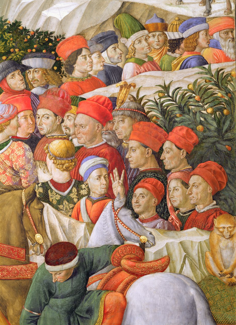 Ansikter i prosesjonen, detalj fra Journey of the Magi-syklusen i kapellet, ca. 1460 freskomaleri av 70601 av Benozzo di Lese di Sandro Gozzoli