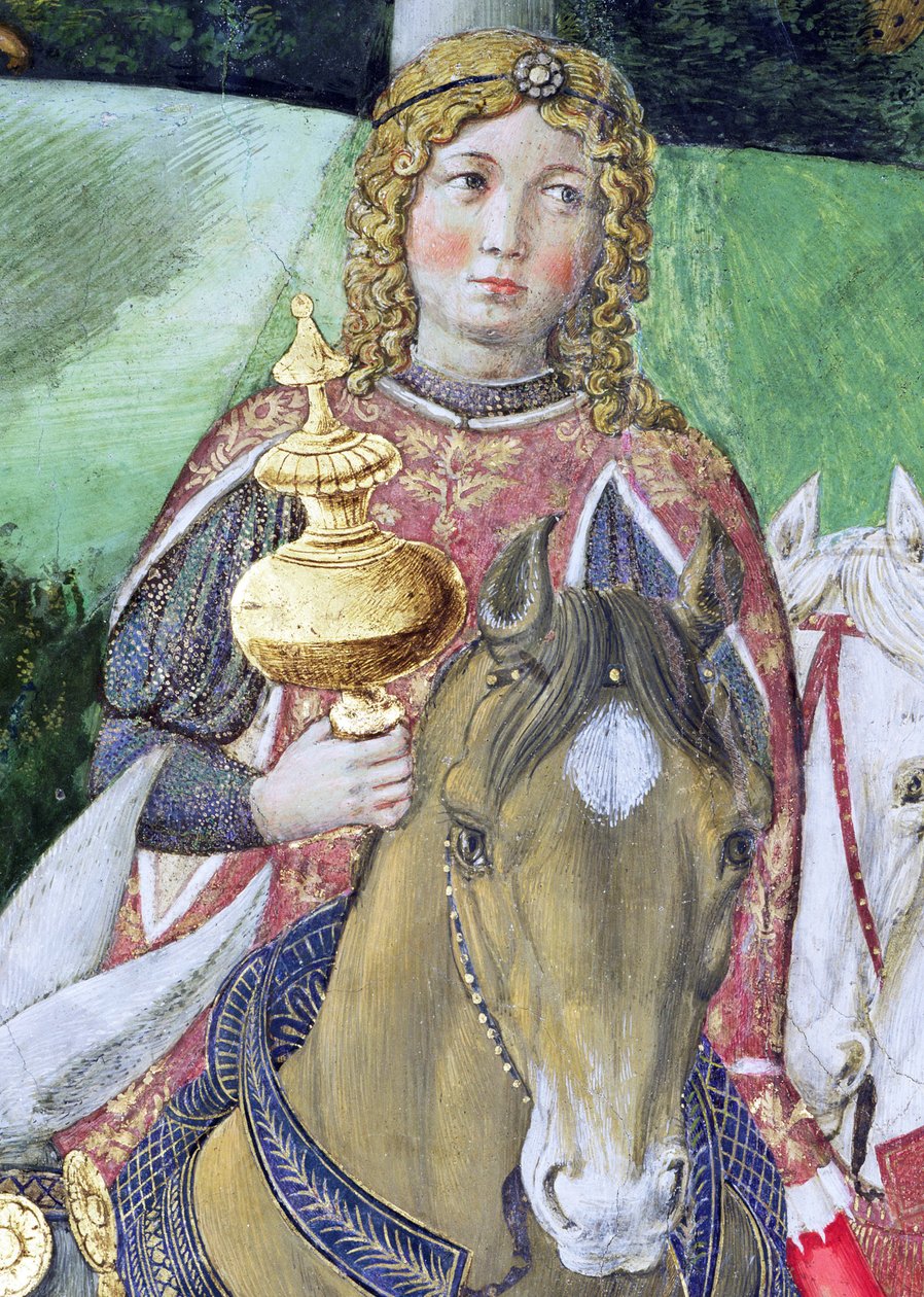 Ryttere i det kongelige følge, detalj fra Journey of the Magi-syklusen i kapellet, ca. 1460 freskodetalj av 70606 av Benozzo di Lese di Sandro Gozzoli